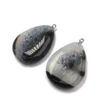 2020 New Ladies DIY Pendants For Natural Stone Charmss Fine Black Drop-shaped Agates Pendant Size 30x45mm 2024 - buy cheap