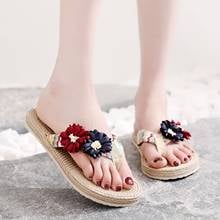 New Summer Women Slipper Weave Beach Breathable Sandals Outdoor Slipper Flowers Flip-Flops Flat Shoes Fashion Casual Sandalias 2024 - buy cheap