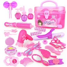 25-32 шт., детские игрушки для макияжа, розовый набор для макияжа, принцесса, парикмахерское моделирование, пластиковая игрушка для девочек, косметичка 2024 - купить недорого