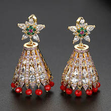 Indian Jhumka Earrings Crystal Rhinestone Drop Dangle Earrings For Women Bridal Retro Beads Bell Earring Jhumki Gypsy Ethnic New 2024 - buy cheap