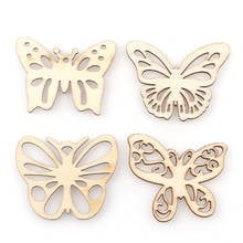 50pcs / pag 50mm Cut Wood Butterfly Embellishment Wooden Shape DIY Craft Wedding Decor Family party children graffiti wood chips 2024 - buy cheap