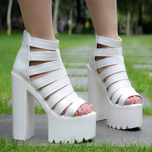Женские босоножки с открытым носком, на толстом каблуке 14 см, элегантная летняя обувь, 2020 2024 - купить недорого