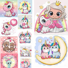 Bordado de diamantes de imitación 5D DIY, bordado de dibujos animados, unicornio, oso, Diamante de imitación cuadrado/redondo, punto de cruz, mosaico, poni, regalo para niños 2024 - compra barato