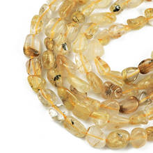 Hgklbb miçangas de quartzo em cristal, irregular dourado 4-7mm espaçadores soltos para fazer joias, pulseiras diy 2024 - compre barato