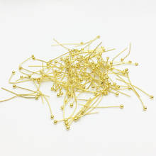 100 unids/lote de alfileres de cabeza de bola de Metal de 22mm de Color dorado para fabricación de joyas Diy, accesorios de alfileres de cabeza de 0,5mm de diámetro JY223 2024 - compra barato