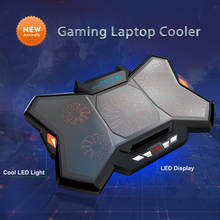 Coolcold new arrival notebook cooler pad led light gaming notebook cooler stand com 5 ventiladores e 2 usb para 17 polegadas 2024 - compre barato