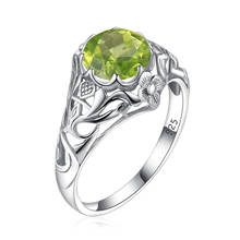 Green Peridot 925 Silver Ring For Women Minimalist Jewelry Olive Gemstone Cute Prong Setting Carve Ringen Party Panic buying 2024 - buy cheap