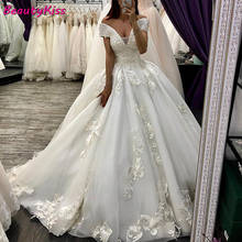 Romantic Princess Ball Gown Wedding Dresses Plus Size Appliques Sexy Off Shoulder Puffy Tulle Lace Wedding Gowns Lace-up 2024 - buy cheap