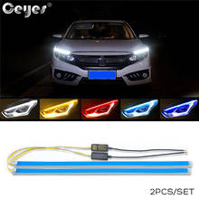 Ceyes Car Styling LED DRL Daytime Running Lights White Turn Signal Yellow Guide Strip for Headlight Waterproof Auto Accessories 2024 - buy cheap