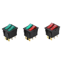 Double  Rocker Switch 6 Pin On-Off With Green Red Light 20A 125VAC 2024 - buy cheap