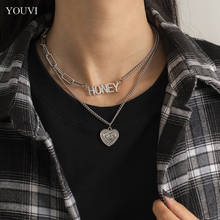 YOUVI Stainless Steel Chain Honey Letter Pendant Necklace for Women Punk Lovers Men Necklace Chains on Neck Jewelry Charm 2024 - buy cheap