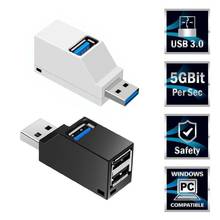 Hub usb universal mini, usb 2.0 3.0 com 3 portas, caixa divisor de alta velocidade para pc, notebook, leitor de cartão de disco em u para celular 2024 - compre barato