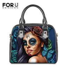 Forudesigns nova chegada azul crânio meninas e rosa design senhoras casual compras crossbody tote sacos de couro das mulheres do plutônio bolsa sac 2024 - compre barato