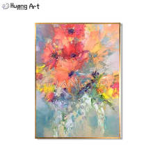 Hand-painted High Quality Knife Flower Oil Painting on Canvas Red Pink Flower Oil Painting for Living Room Decor Picture Art 2024 - buy cheap