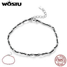 WOSTU 100% Real 925 Sterling Silver Red Rope Bracelet Classic Lucky Bangle Fit Beads Charms DIY Jewelry Making CQB173 2024 - buy cheap