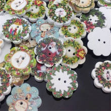 New 10/50/100pcs Merry Christmas Flowers Wood Buttons Sewing 19 mm Mix Lots WB50 2024 - buy cheap