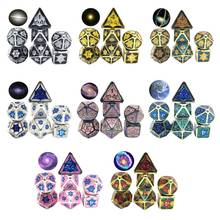 7 Pcs/Set Alloy Metal Polyhedral Dices D20 D12 D10 D8 D6 D4 for DND RPG MTG Tabl N58B 2024 - buy cheap