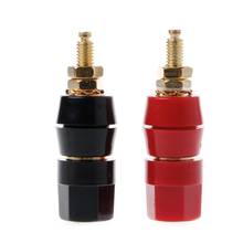 Tomada jack adaptador soquete terminal de áudio 4mm banana plug vermelho e preto conector amplificador ligação dropshipping 2024 - compre barato