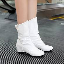 Autumn winter Round Toe Wedge female boots For Women Black Color Female Boots Warm Fur Plush Insole Classic Style Women Shoes 2024 - buy cheap