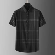 Minglu camisa masculina xadrez de manga curta, camisa de verão, estampa slim fit, camisa casual masculina 3xl 2024 - compre barato