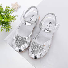Summer New Baby Girls Baotou Golden Student Dance Performance Sandals Children Silver Sequin Love Beach Shoes 2-5-9-12 Years Old 2024 - buy cheap