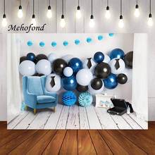 Mehofond-Fondo de fotografía con globos, suelo de madera, fiesta de cumpleaños, recién nacido, Retrato, estudio fotográfico 2024 - compra barato