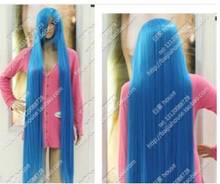 Wig Cos blue Women"s long straight Cosplay Heat-Resistant Wig 150cm Free Shipping 2024 - buy cheap
