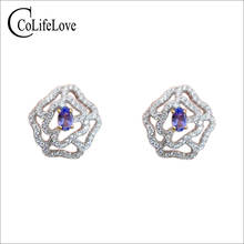 CoLife-pendientes de tuerca de tanzanita para fiesta, joyería de plata 925, 3x5mm 2024 - compra barato