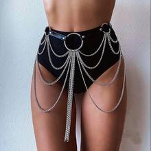 Arnês gótico de couro feminino, cinto de corrente para corpo, sexy, liga, meias, perna, suspensórios de cintura, lingerie sexy 2024 - compre barato
