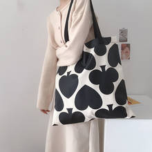 Hylhexyr Hearts Pattern Shoulder Bag Women Canvas Cotton Handbag Female  Shopping Tote Bags For Girls 2024 - buy cheap