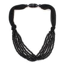 Pingente corda de seda com conta de cristal, para mulheres florate estiloso colar de jóias artesanais para festas 2024 - compre barato