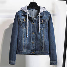 2019 Womens Denim Jacket Casual Jean Jacket Long Sleeve Casual Denim Coat Retro Hooded Pockets Jacket Female Jacket Plus Size 2024 - buy cheap