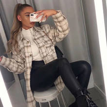 2020 New Fall Winter Women Jacket Checked Tweed Coat Long Sleeves Oversized Thicken Casual Fashion Women Outfits Tops 2024 - buy cheap