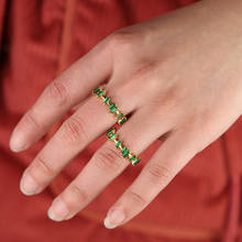 Pulseira mimimalista de zircônio cúbico, anéis verdes brilhantes e brilhantes de primavera com tira de zircônia cúbica, moda hip hop, presente de joias, 2021 2024 - compre barato