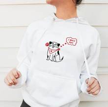 Funny graphic Hoodies I RRUV YOU Hoody A cute dog and a rose COLORED Jumper women fashion grunge aesthetic 100%cotton Tops 2024 - buy cheap