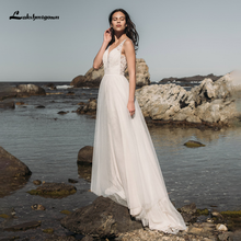 Lakshmigprópria vestido de noiva com decote em v, linha a, renda, estilo boho, praia, simples, nupcial, 2021 2024 - compre barato