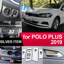 Glossy silver item for POLO PLUS 2019 Stainless steel interior gear panel Outlet Decorative frame 2024 - buy cheap