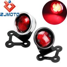 Vintage Motorcycle LED Taillight Red Lens License Plate Light For Harley Cafe Racer Bobber Chopper Sportster Custom Brake Lamp 2024 - buy cheap