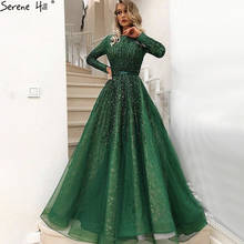 Serene Hill мусульманские зеленые Роскошные вечерние платья 2021 трапециевидные бисерные Длинные рукава для женщин вечерние LA70927 2024 - купить недорого