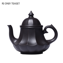 Yixing-TETERA de arcilla púrpura hecha a mano, tetera de barro negro, mineral crudo, juego de té chino personalizado para ceremonia, 190ml 2024 - compra barato