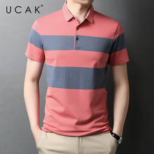 UCAK Brand Classic Striped Turn-down Collar Short Sleeve T-Shirts Summer New Streetwear Tops Casual Cotton T Shirt Homme U5535 2024 - buy cheap