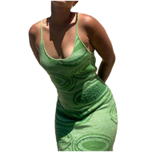 Женское трикотажное платье миди, Длинное Зеленое пляжное платье с принтом, без рукавов, на тонких бретелях, лето 2021 2024 - купить недорого