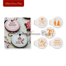 5pcs/set Snowman Christmas Macaron Cookies Stencil Cake Decorating Tools Coffee Stencils Template Candy Cake Mold Bakeware 2024 - buy cheap