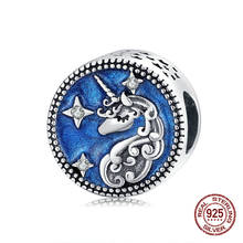 Woman fashion jewelry enamel pendant 925 sterling silver unicorn beads round charm fit bangle bracelet making wedding gift DIY 2024 - buy cheap