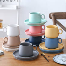 Color Ceramic Matte Coffee Mug and Saucer Simple Set 250ml Home Breakfast Mug Ceramic Small Tray Cute Coffee Mugs and Cups 2024 - buy cheap