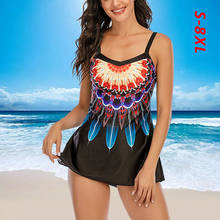 Tankini de dos piezas para mujer, de talla grande 8XL traje de baño, con realce, con Control de barriga, para playa y verano, 2021 2024 - compra barato