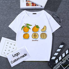 Camiseta blanca informal con estampado de texto y logotipo, ropa personalizada, ajustada, Harajuku, DIY 2024 - compra barato