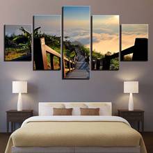 HD Prints Canvas Painting Home Decor 5 Pieces Wall Art Bridge Tree Sunrise Modular For Bedroom Pictures Landscape Artwork Poster 2024 - buy cheap