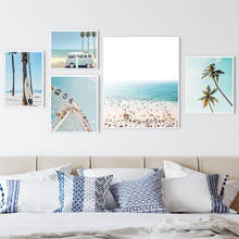 California Beach Van Canvas Painting Ferris Wheel Print Decoration Pictures Tropical Palm Poster Pastel Color Wall Art Nordic 2024 - buy cheap