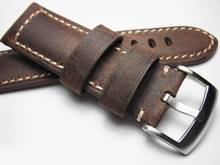 Handmade Crazy horseskin Bracelet Leather Watch Band Vintage Watch Strap Wristband Calfskin brown Wristband Strap Metal Buckle 2024 - buy cheap
